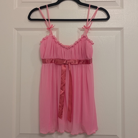 Vintage Y2K Victorias Secret Pink Babydoll Nighty Lingerie M Sabrina Carpenter - Picture 3 of 9